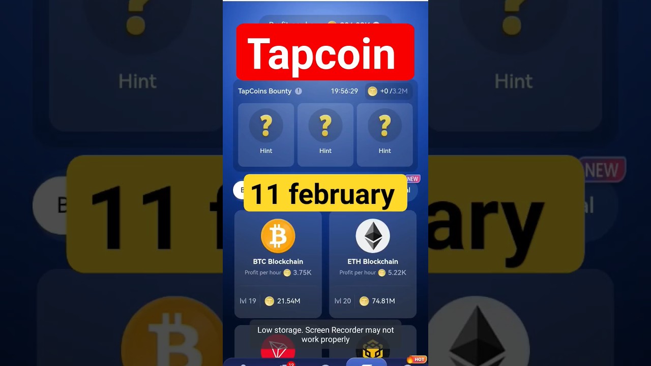 Tap Coin Bot : 11 February Daily Bounty Card | Tapcoin  Combo   | tapcoin combo today 