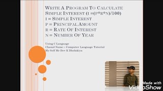 Simple Interest Using C Language (i =(p*r*n)/100)