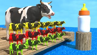 Giant Cow & Colorful Cows vs Milk | Funny Animals Cartoon