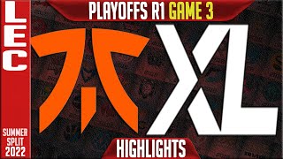 FNC vs XL Highlights Game 3 | Playoffs Lower Round 1 LEC Summer 2022 | FNC vs Excel G3