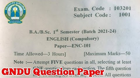 Gndu BA / Bsc 1st Semester English Compulsory Question Paper || English Question Paper 2021
