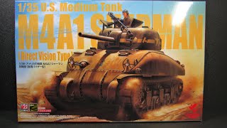 ASUKA MODEL 1/35 M4A1 SHERMAN (Direct Vision Type)  Plastic model UNBOXING