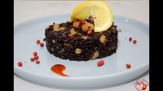 Black Rice salad with Shrimps/Riso venere con gamberiوصفة سلطة الأرز الأسود مع قريدس أو جمبري الصحية