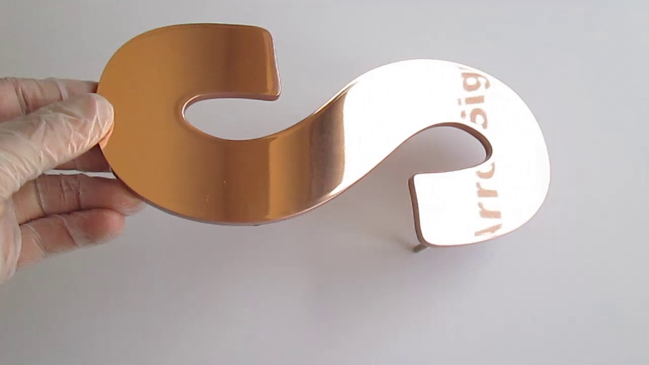 polished copper lettering sample