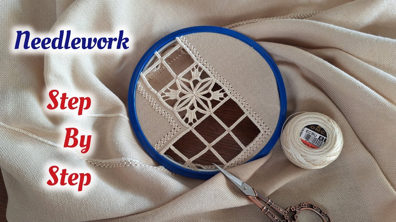 Hand embroidery 🪡  : reticello embroidery technique tutorial step by step for beginners ✨️