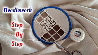 Hand embroidery 🪡  : reticello embroidery technique tutorial step by step for beginners ✨️