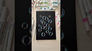 Easy Bubble Drawing 🫧✨ Acrylic Marker on Black Paper #bubbles #drawingtutorial #acrylicmarkers