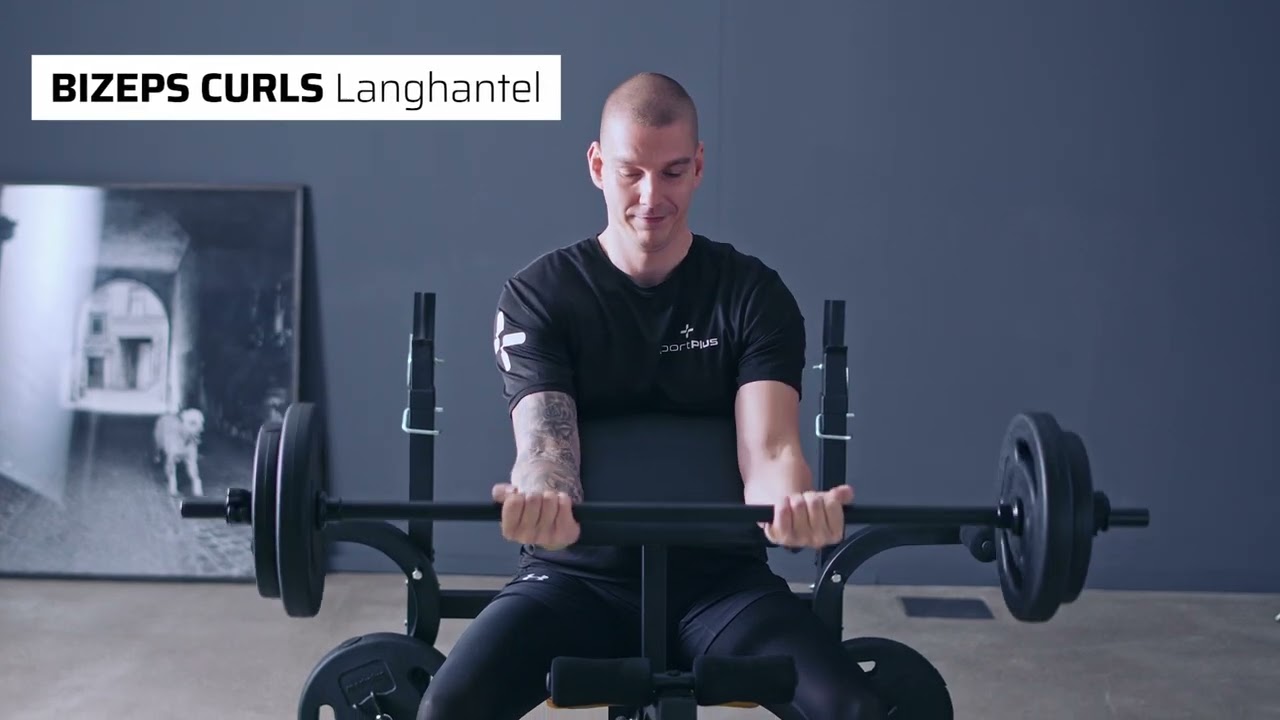TrainHard Panca Multifunzione Black Combo Pieghevole Con Set Manubri E Dischi Da 50 Kg