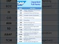 SAP Important Full Forms | SAP Modules | #sap #s4hana #sapmodules