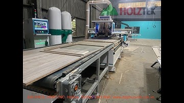Video hướng dẫn dùng MÁY CNC NESTING 4 Đầu Full Line Pro-R4A Holztek Phay rãnh V vát 45 độ tuyệt đẹp