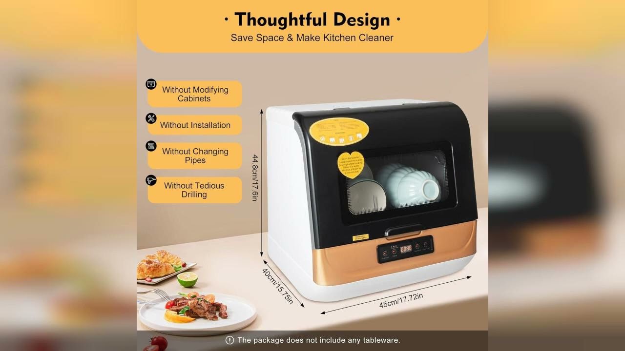 Review: Countertop Dishwasher Portable Dishwasher Countertop Mini Dishwasher Dish Washer 3 Was...