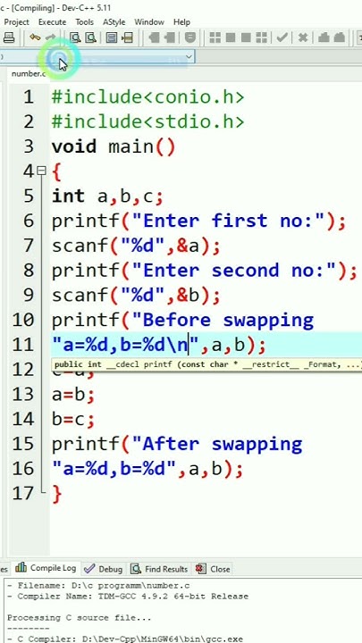 swapping of two numbers in c program | ms coder - YouTube