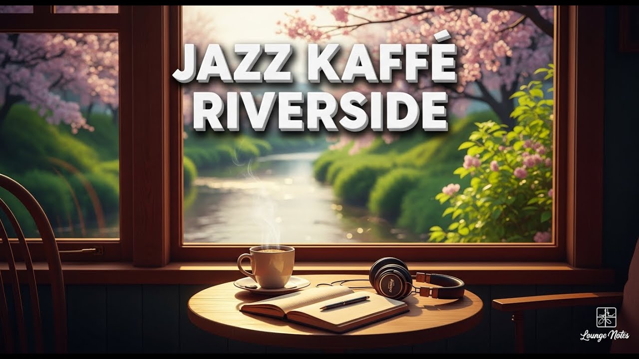 4K Spring Riverside Cafe Ambience | Relaxing Jazz & Cozy Piano for Focus & Sleep.