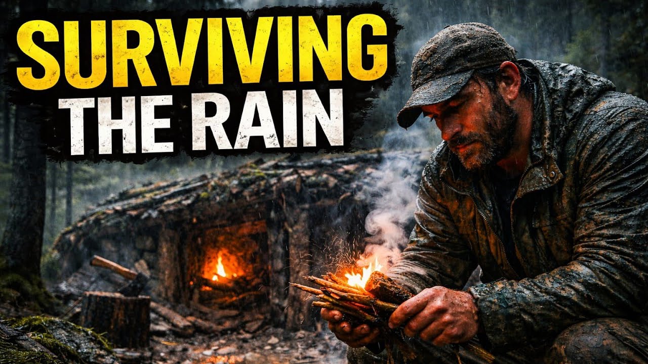 Surviving the Impossible Rain🌧️| Man Secret Survival Build House🏠 (ASMR) 
