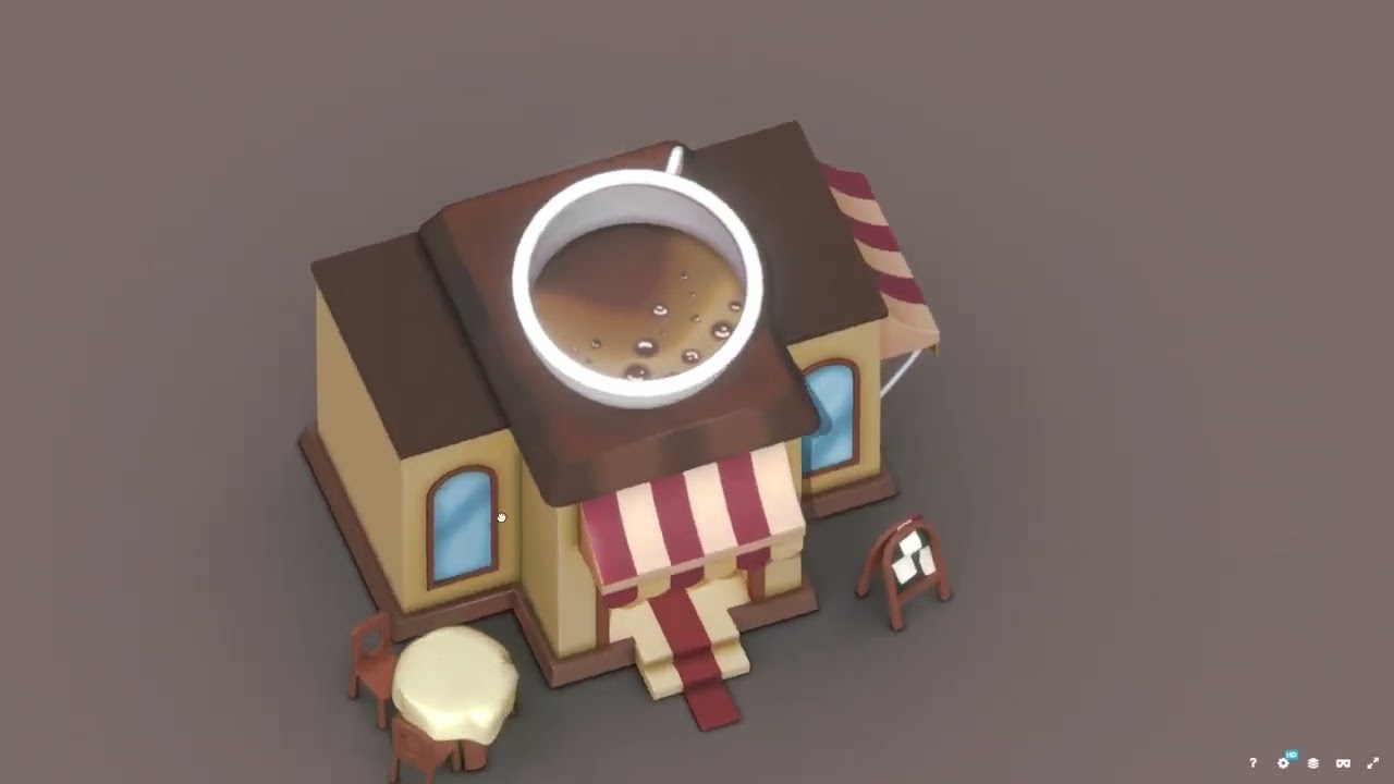 Стилизованная кофейня в 3d / Stylized coffee shop in 3d