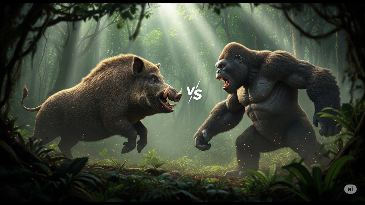 King Kong vs Giant Boar: A Day of Survival in the Jungle
