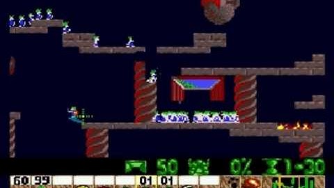 Lemmings Genesis/Mega Drive Walkthrough: Mayhem Level 1