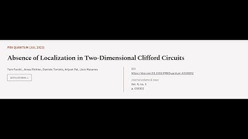 Absence of Localization in Two-Dimensional Clifford Circuits | RTCL.TV