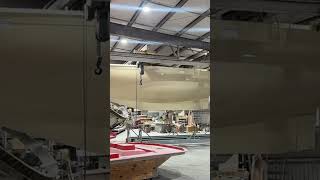 Island Packet 439 -29 hull being pulled from its mold #automobile #boattrip #sailboat