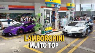 LAMBORGHINI HURACÁN E LAMBORGHINI SVJ AVENTADOR PAROU TUDO NO POSTO DE GASOLINA