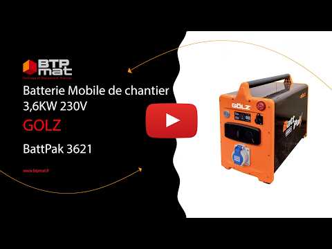 Vidéo : Video - GOLZ - Batterie Mobile de chantier 3,6KW 230V BattPak 3621