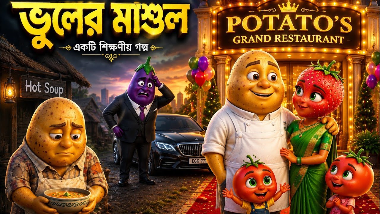 ভুলের মাশুল | গরিব আলুর সফলতার গল্প🍓 |সুপ  বিক্রেতা আলু হয়ে উঠল ধনী। AI Vegetable Story Bangla
