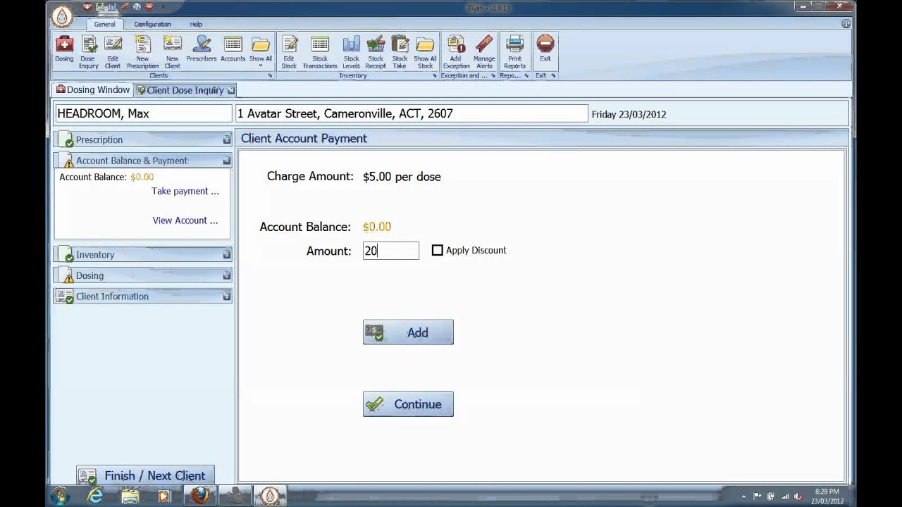 Manual dosing example