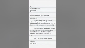 Application for Bank Statement | Writing Salon