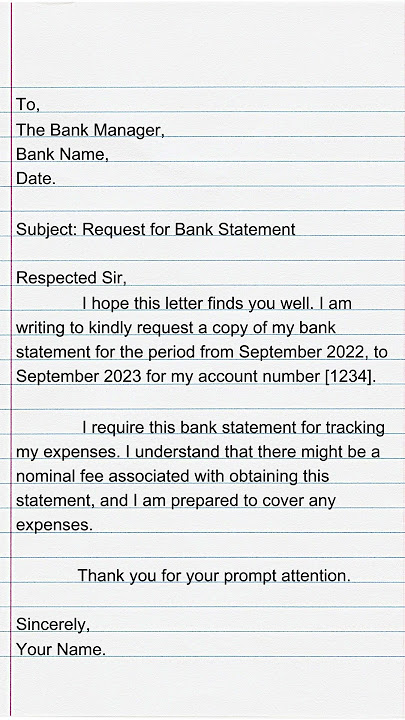 Application for Bank Statement | Writing Salon