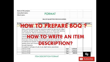 How to prepare BOQ & Item Description
