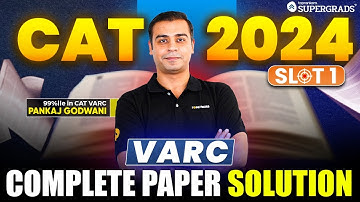 CAT 2024 VARC Slot 1 Solved Paper ✍🏻| CAT 2024 VARC Slot 1 Paper Solution With Detailed Explanation🎯