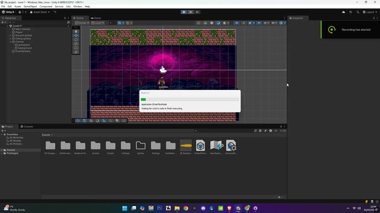Player not landing on the ground - Level 1 test