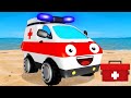 The White Ambulance helps The Fire Truck | Emergency Vehicles New Cartoons for children
