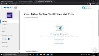 Convolutions for Text Classification with Keras#Week1QuizAnswer #Coursera #CourseraProjectNetwork