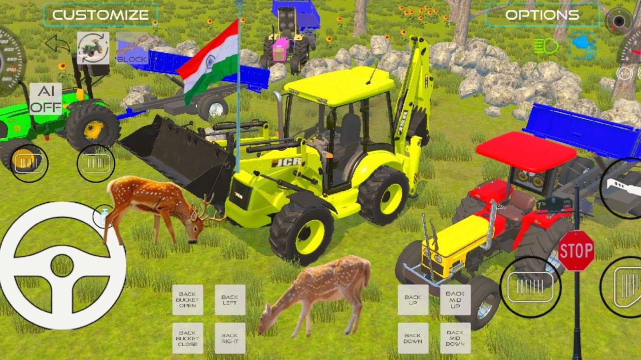 Drive jcb and unloading tractor and trailer #thargamer #trendingvideo #farming #indiantractor3d #jcb