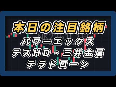 【本日の注目銘柄&日経平均展望 】パワーエックス・テスHD・テラドローン・三井金属