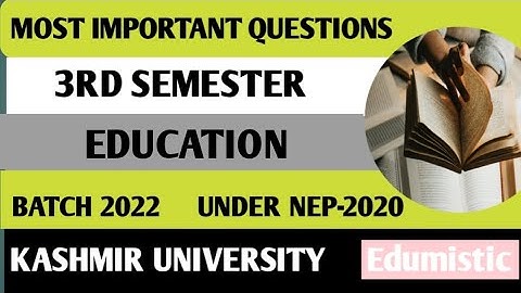 Most Important Questions | Education | BG 3rd Semester | Batch -2022 | NEP-2020