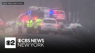 Father dies in crash after swerving to avoid fallen tree in Westchester County