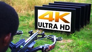How Many 4K TVs Can the World's Most Powerful Crossbow Shoot Through? - GizmoSlip