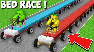 How to WIN THE LONGEST BED RACE in Minecraft ? BED VEHICLE !