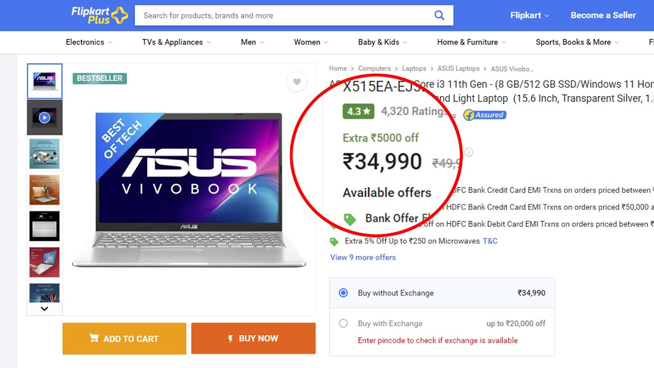 Best Budget laptop on Flipkart ASUS Vivobook 15 Core i3 11th Gen