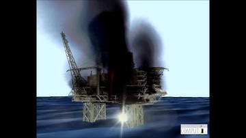 Oil rig fire simulated with KAMELEON FIREEX KFX