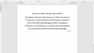 How to create a drop cap in Word 2016