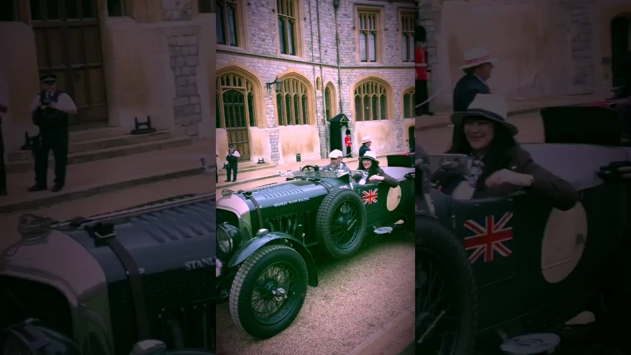 Procession of cars leaving the Concours of Elegance, Windsor Castle