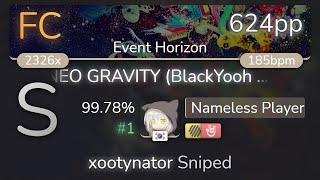 Nameless Player | lapix - NEO GRAVITY [Event Horizon] +HDHR 99.78% {#1 624pp FC} - osu!
