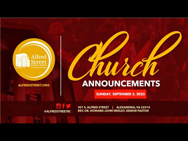 Church Announcements for September 3, 2023