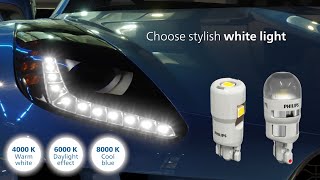 Philips Xtreme Ultinon LED Advanced T10 W5W 4000K Kuning Lampu Senja Kota Motor Plat Plafon Interior Mobil