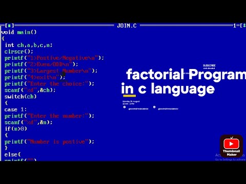 creative factorial Program in c language to turbo c++ code editor #programming