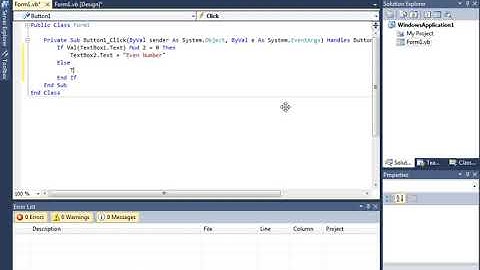 Program to find even or odd in Visual Basic 2010