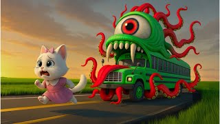 😱🚌The kitten suddenly encountered a mutated big eyed school bus!✨💥 #ai #story #catshorts#aicat